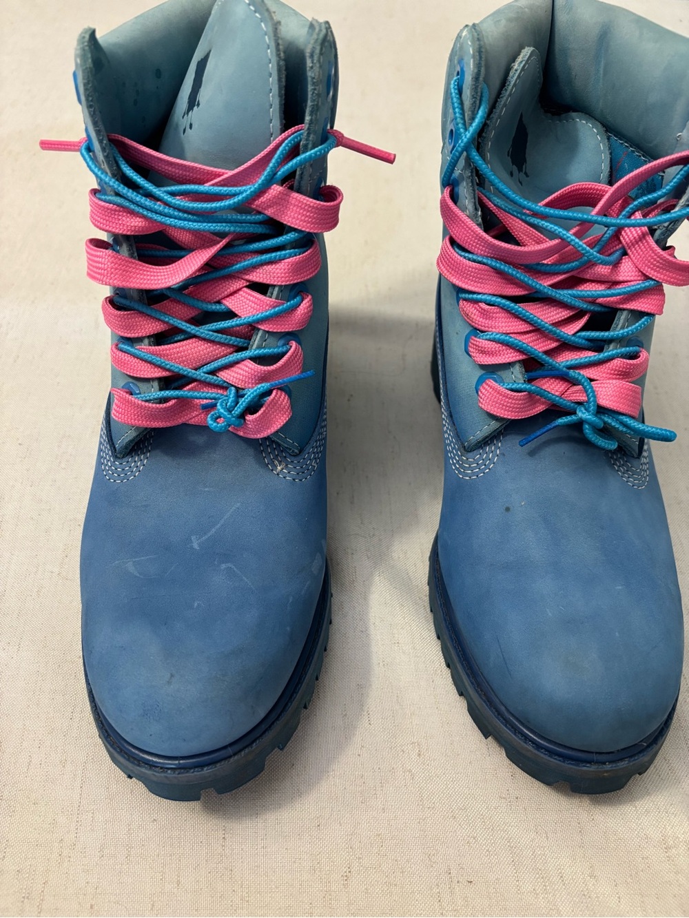Timberland Sponge Bob Boots with Pink & Teal Laces
